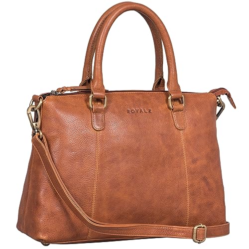 ROYALZ 'Payton' Elegante Lederhandtasche Damen Echtleder Klein Vintage Henkeltasche Ledertasche Frauen, Farbe:Texas Braun von ROYALZ