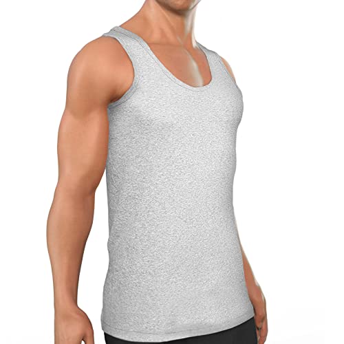 ROYALZ Unterhemd Herren Grau 5er Pack Größe L Klassisch Tank Top Männer lang Baumwoll-unter-Shirt 5er Set von ROYALZ