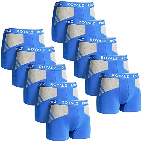 ROYALZ Unterhosen Herren Boxershorts 10er Pack sportlich-modernes Sportiv Design, 10er Set (95% Baumwolle / 5% Elasthan), Größe:XL, Farbe:10 Blau/Grau von ROYALZ