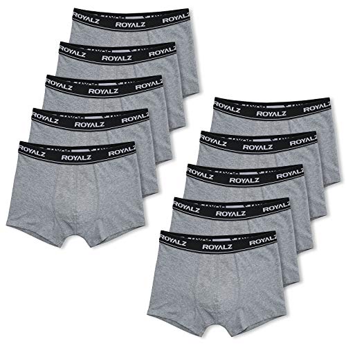 ROYALZ Unterhosen Herren Boxershorts Men 10er Pack klassisch für Sport und Freizeit, 10er Pack (95% Baumwolle / 5% Elasthan), Größe:S, Farbe:10 x Grau von ROYALZ