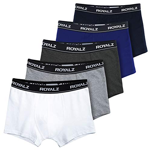 ROYALZ Herren Boxershorts Men 5er Set klassisch Unterhosen Nahtlos für Sport und Freizeit, 5 Pack (95% Baumwolle / 5% Elasthan), Farbe:Set 011 (5er Pack - Mehrfarbig), Größe:M von ROYALZ