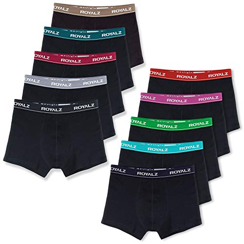 ROYALZ Unterhosen Herren Boxershorts Men 10er Pack klassisch für Sport und Freizeit, 10er Pack (95% Baumwolle / 5% Elasthan), Größe:S, Farbe:Set 031 (10er Pack - Mehrfarbig) von ROYALZ