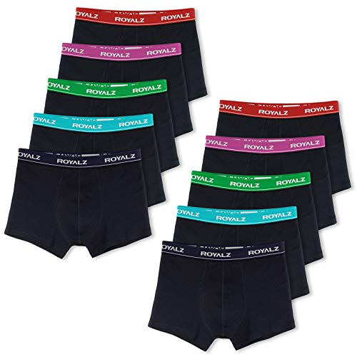 ROYALZ Unterhosen Herren Boxershorts Men 10er Pack klassisch für Sport und Freizeit, 10er Pack (95% Baumwolle / 5% Elasthan), Größe:L, Farbe:Set 021 (10er Pack - Mehrfarbig) von ROYALZ