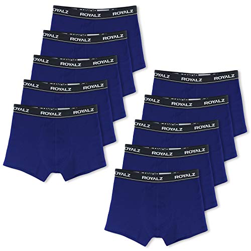 ROYALZ Unterhosen Herren Boxershorts Men 10er Pack klassisch für Sport und Freizeit, 10er Pack (95% Baumwolle / 5% Elasthan), Größe:M, Farbe:10 x Blau von ROYALZ