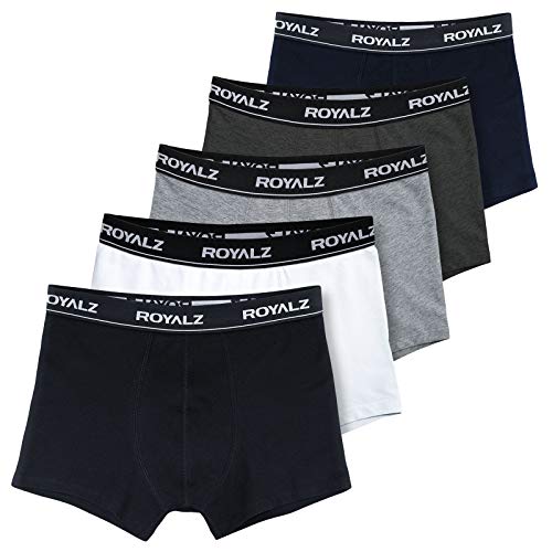 ROYALZ Herren Boxershorts Men 5er Set klassisch Unterhosen Nahtlos für Sport und Freizeit, 5 Pack (95% Baumwolle / 5% Elasthan), Farbe:Set 012 (5er Pack - Mehrfarbig), Größe:L von ROYALZ