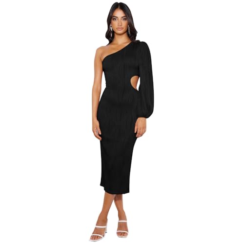 RPAEOY Kleid Damen One Shoulder Langarm Sexy Cutout Long Bodycon Elegant Schlitz Wrap Bleistiftkleid Langes Kleider für Party Cocktail Hochzeit Herbst Schwarz XL RPAEOY Kleid Damen One Shoulder Langarm Sexy Cutout Long Bodycon Elegant Schlitz Wrap Bleistiftkleid Langes Kleider für Party Cocktail Hochzeit Herbst Schwarz XL von RPAEOY