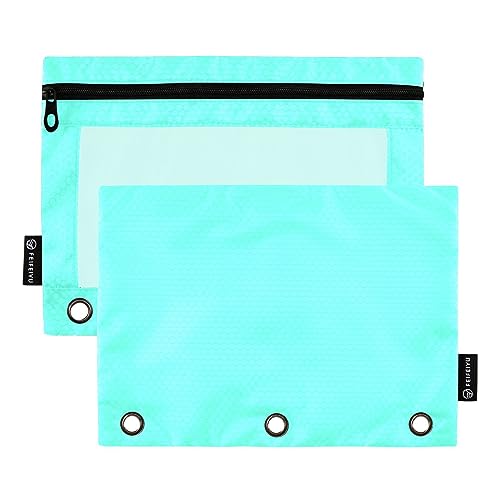 RPLIFE Aqua Blue 3 Loch Punch Pencil Holder Clear Pen Pouch Binder Durable Pencil Pouch, Zipper Pencil Pouches Classroom, Pencil Pouch for Binder for Girls (One Size x 2) von RPLIFE