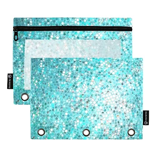 RPLIFE Binder Pen Pouch Clear View Fabric Zipper Pouch, Poly Ring Binder Pockets, Zipper Crayon Bag, Kids Binder Pencil Pouch (One Size x 2) von RPLIFE