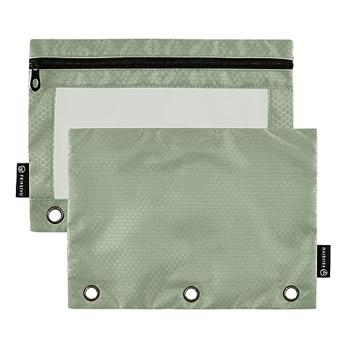 RPLIFE Camouflage Green 3 Loch Binder Pencil Pouch Clear Binder Pouch, 2 Fabric Pencil Pouches, Binder Zipper Pouch Girls, Zipper Crayon Bag (One Size x 2) von RPLIFE