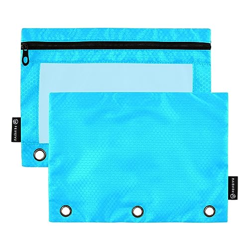 RPLIFE Deep Sky Blue Pen Pencil Pouch Durable Pencil Pouch, Clear Pencil Bag with Grommets, Kindergarten Pencil Pouch (One Size x 2) von RPLIFE