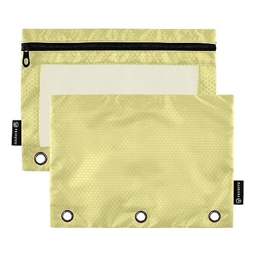 RPLIFE Federmäppchen mit 3 Ringen, Dunkelkhaki, Reißverschluss, transparentes Fenster, Stoff-Bleistiftbeutel, Reißverschluss-Bleistiftbeutel, Klassenzimmer, Tasche 3-Ringbuch (Einheitsgröße x 2) von RPLIFE