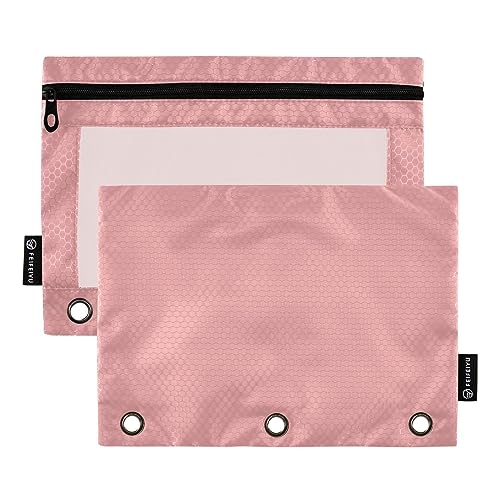 RPLIFE Old Rose Big Zipper Pencil Pouch, Pencil Pouch with Plastic Window, Thin Pencil Pouch, Pencil Pouch for School, Three Ring Pencil Pouch Girls (One Size x 2) von RPLIFE