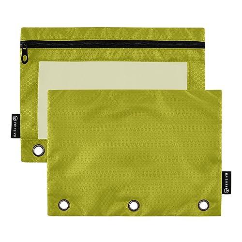 RPLIFE Olive Pencil Binder Pouch Zipper Pouch with Clear Window, 3 Ring Pouch Cloth, Pencil Pouch Classroom, Pencil Bag 3 Ring Binder (One Size x 2) von RPLIFE