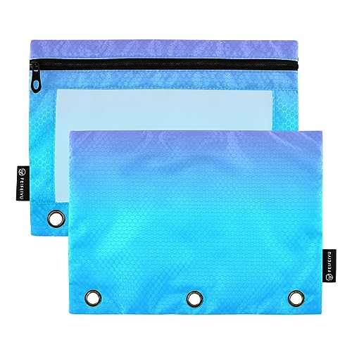 RPLIFE Rosa Blau Farbverlauf Reißverschluss Binder Pouch Bleistift Pouch Tasche, Reißverschluss Weiche Bleistifttasche, Reißverschluss Crayon Pouch, Kinder Binder Bleistift Beutel (Einheitsgröße x 2) von RPLIFE