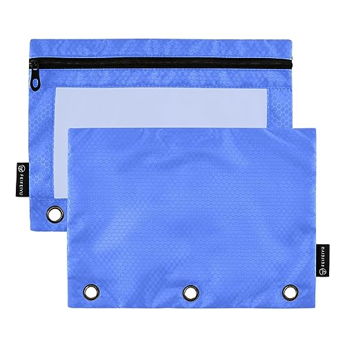 RPLIFE Royal Blue 3 Hole Punch Zipper Pouch Clear View Fabric Zipper Pouch, Clear Zipper Pouch with Grommets, Zipper Crayon Pouch, Pencil Case Boys Elementary (One Size x 2) von RPLIFE