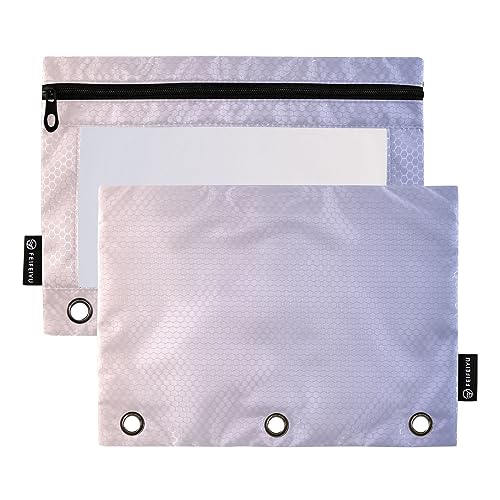 Rosa Blau Farbverlauf Reißverschluss Beutel Reißverschluss Bleistift Pouches Clear Window Stoff Bleistift Pouch, Zipper Pouch für Schule, Stifthalter mit 3 Ringen (One Size x 2) von RPLIFE