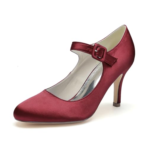 RR-YRL Sommerfarbige Farbzehen High Heels, Elegante Stiletto -Sandalen,Burgundy,39 EU von RR-YRL