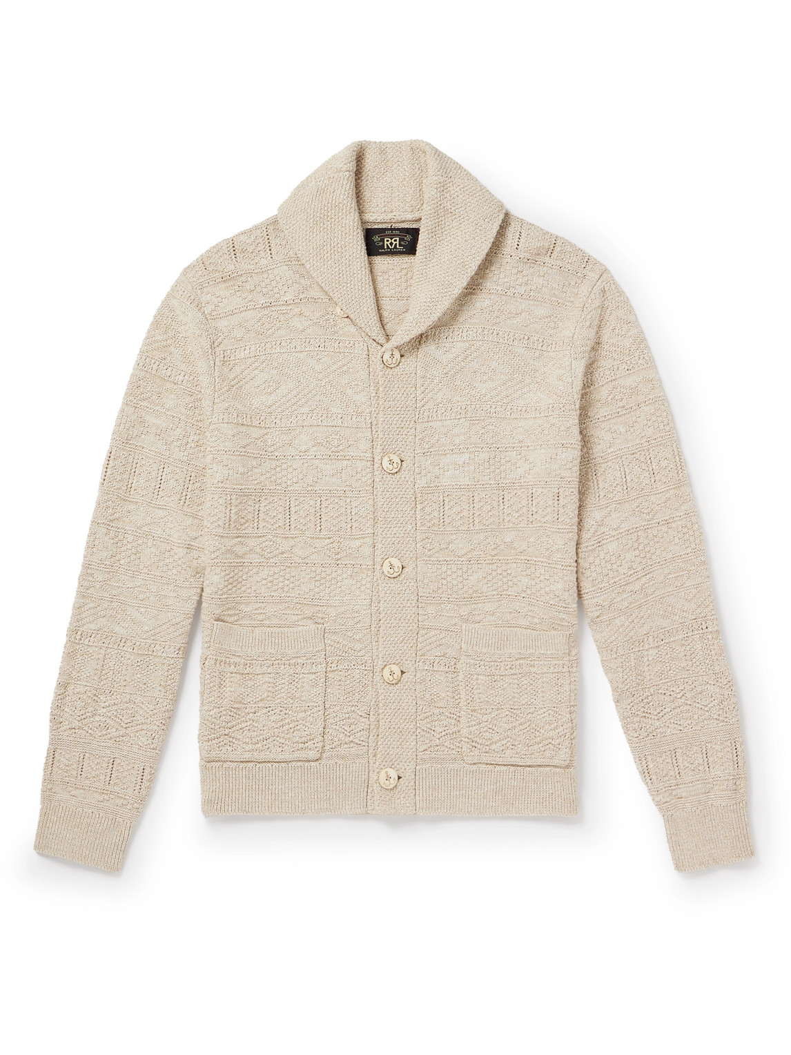 RRL - Shawl-Collar Jacquard-Knit Cotton and Linen-Blend Cardigan - Men - Neutrals - M von RRL