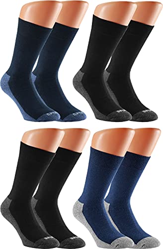 RS. Harmony | Outdoor-Funktionsstrumpf aus Baumwolle | Socken mit Wellness Frottee-Sohle | für Damen und Herren | 4 Paar | Farbe grau - schwarz, marine, jeans | Größe 39-42 von RS. Harmony