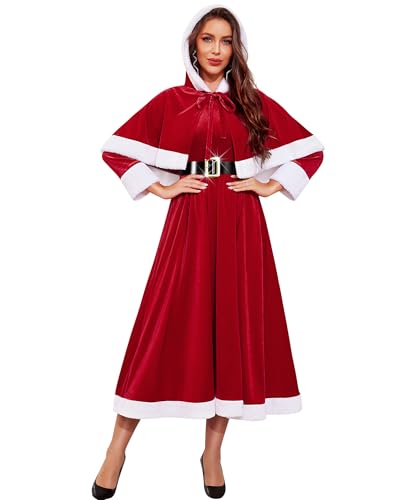RSLOVE Weihnachtsfrau Kostüm für Damen - Weihnachten Kleid Frauen Mrs Santa Dress Babydoll mit Umhang XL RSLOVE Weihnachtsfrau Kostüm für Damen - Weihnachten Kleid Frauen Mrs Santa Dress Babydoll mit Umhang XL von RSLOVE