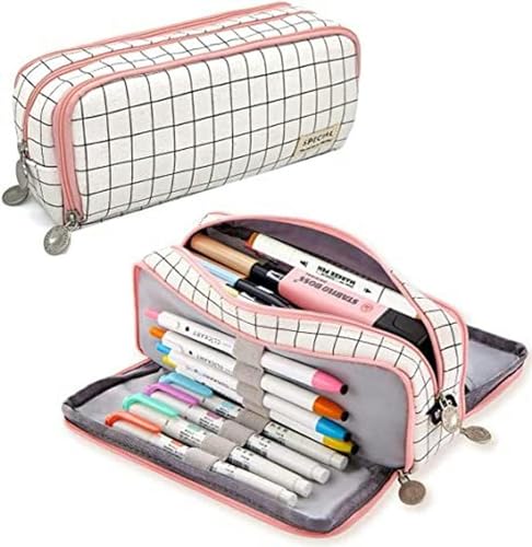 RUDDOG Mäppchen Kawaii Bleistifttasche Große Kapazität Organisator Pen Case Beutel Box Koreanische Mädchen Zurück In Die Schulmaterial-Grid-B von RUDDOG