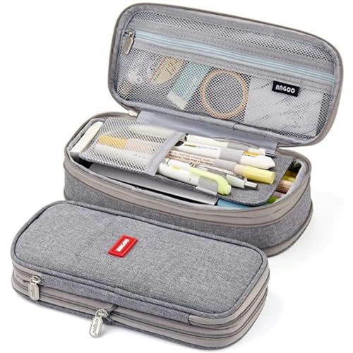 RUDDOG Mäppchen Kawaii Pencil Hülle Große Kapazität Organisator Pen Box -Beutel Für Mädchen Zur Schulbedarf Zubehör Schreibwarenbeutel-Gray-A von RUDDOG