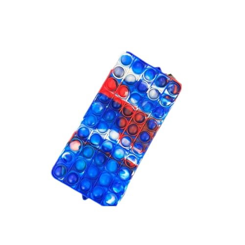 RUDDOG Mäppchen Multifunktionales Silikon -Pop -Bleistift -Hülle Stationerie Stiftbeutel Dekompression Antistress Dimple Fidget-Blaues Rot Weiß von RUDDOG