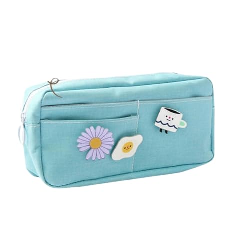 RUDDOG Mäppchen Süße Stiftstiftkoffer Bag School Stationery Storage Bag Canvas Cosmetic Bag Big Pen Case Geschenke Für Girl Pen Bag-Himmelblau von RUDDOG