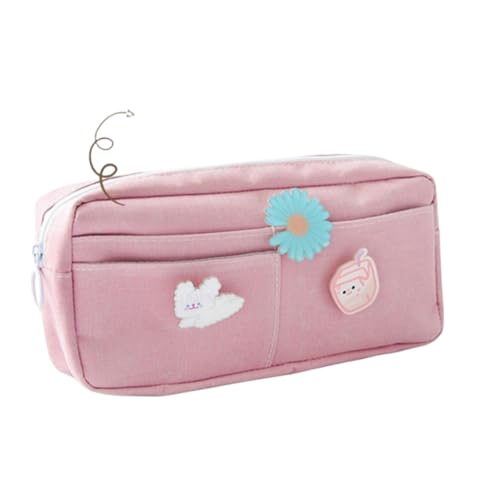 RUDDOG Mäppchen Süße Stiftstiftkoffer Bag School Stationery Storage Bag Canvas Cosmetic Bag Big Pen Case Geschenke Für Girl Pen Bag-Jungfernrosa von RUDDOG