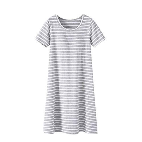 Nachthemd Damen Baumwolle Nachtkleid Ärmellos Nachtwäsche Kurz Rundhals Einfarbige Trägerhemd Kleid Sleepshirt für Sommer Schlafanzug in Übergröße (5#,L) von RUGAN