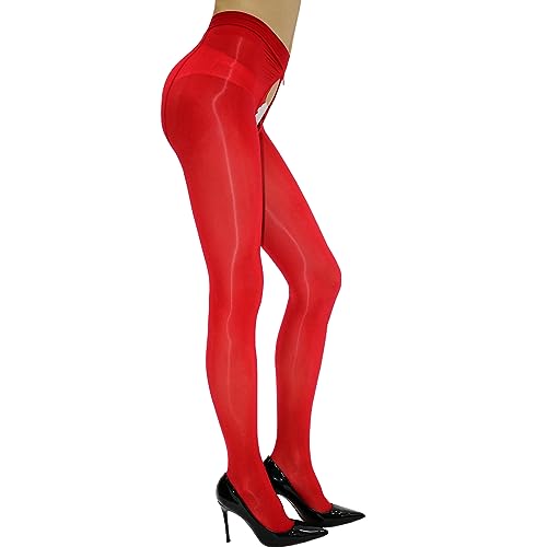 RUIBAVYA Damen Strumpfhosen GläNzend 8D ReißVerschluss Sexy Strumpfhosen öL Glanz Nylon Strumpfhose Hohe Taille Glossy Strumpfhose von RUIBAVYA