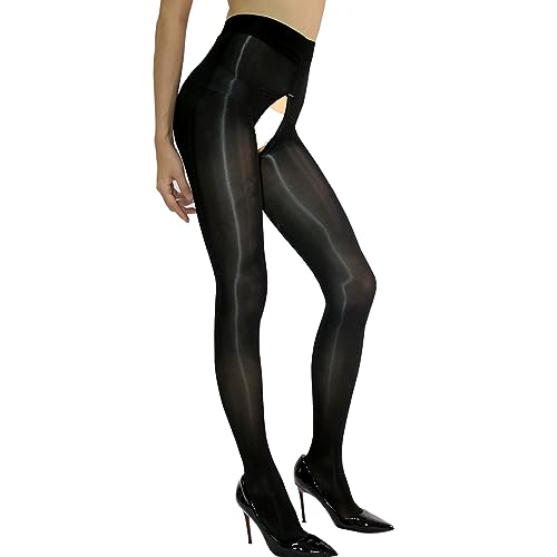 RUIBAVYA Damen Strumpfhosen GläNzend 8D ReißVerschluss Sexy Strumpfhosen öL Glanz Nylon Strumpfhose Hohe Taille Glossy Strumpfhose von RUIBAVYA