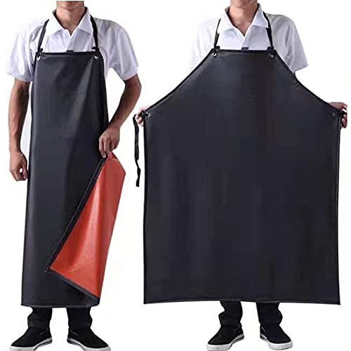 RUIBOLU Wasserdichte Arbeitsschürze aus Gummi, Vinyl, schwarz, 109,2 cm, verstellbares Lätzchen für Geschirrspülschürzen., Schwarz 1, Large RUIBOLU Wasserdichte Arbeitsschürze aus Gummi, Vinyl, schwarz, 109,2 cm, verstellbares Lätzchen für Geschirrspülschürzen., Schwarz 1, Large von RUIBOLU