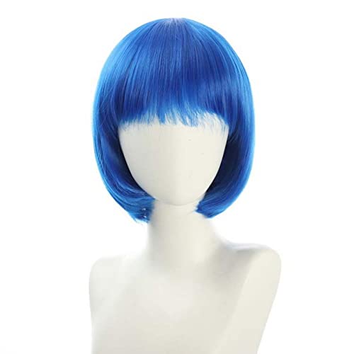 Anime Halloween Cosplay Wig Synthetic Hair Red Purple Black Blue Silver White Blonde Green Pink Short Bob Wigs For Women Peruca OneSize blue von RUIRUICOS