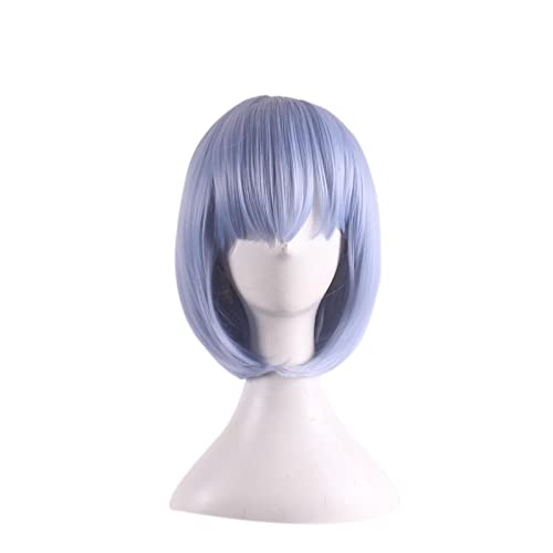 Re:Life In A Different World Anime Blue Pink Short Bob Wigs For Women Synthetic Hair Halloween Costume Cosplay Wig + Wig Cap OneSize Blue von RUIRUICOS