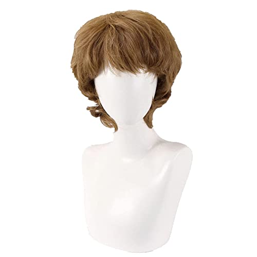 Sweet Tooth Gus Cosplay Wig Men Brown Fluffy Short Curly Hair Wig Halloween Play Role + Wig Cap von RUIRUICOS