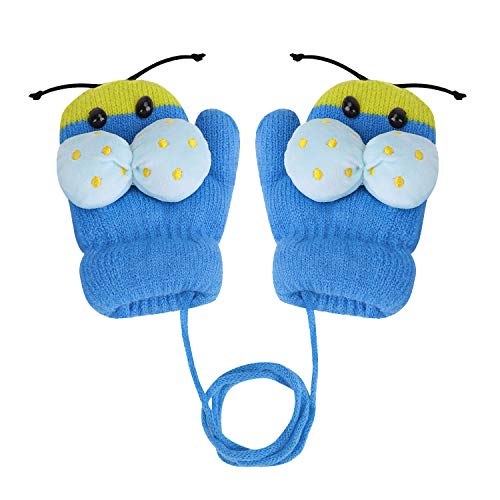 RUIXIB Kinder Handschuhe Strickhandschuhe Winter Baby Fausthandschuhe Niedlich Karikatur Marienkäfer Vollfinger Halshandschuhe Outdoor Warme Fäustlinge Kinderhandschuhe für 1-5 Jahre von RUIXIB