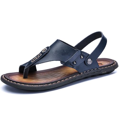 Herrensandalen mit offenem Zeh, Großzehenknochenkorrektur-Sandalen, sportliche verstellbare Riemen Orthesen, Zehentrenner Strand Reisen,Blau,38 von RUIZE