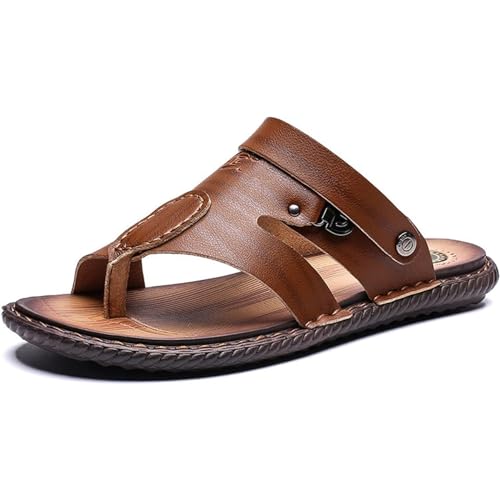 Herrensandalen mit offenem Zeh, Großzehenknochenkorrektur-Sandalen, sportliche verstellbare Riemen Orthesen, Zehentrenner Strand Reisen,Braun,38 von RUIZE