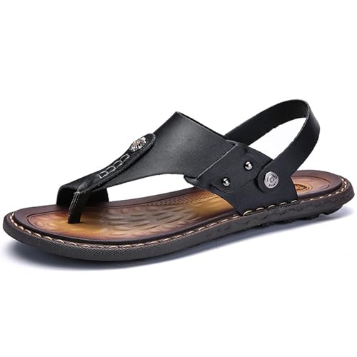 Herrensandalen mit offenem Zeh, Großzehenknochenkorrektur-Sandalen, sportliche verstellbare Riemen Orthesen, Zehentrenner Strand Reisen,Schwarz,38 von RUIZE