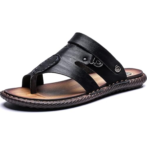 Herrensandalen mit offenem Zeh, Großzehenknochenkorrektur-Sandalen, sportliche verstellbare Riemen Orthesen, Zehentrenner Strand Reisen,Schwarz,39 von RUIZE