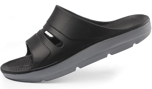 RUIZE Diabetiker-Pantoffeln für Herren, extra große Pantoffeln für den Sommer, für drinnen und draußen, Sportsandalen, stoßdämpfend,Schwarz,38 von RUIZE