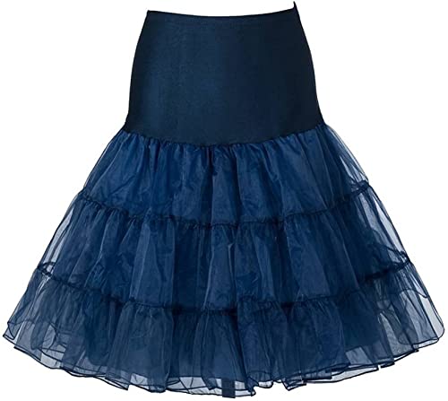 RULTA 50er Jahre Damen Retro Petticoat Unterrock Vintage A-Linie Crinoline Half Slips Rockabilly Tutu Rock, navy, 36 von RULTA