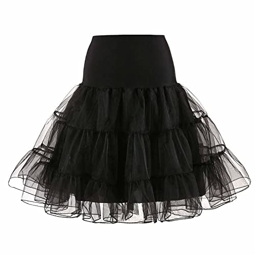 RULTA 50er Jahre Frauen Retro Petticoat Unterrock Vintage A-Linie Crinoline Halb Slips Rockabilly Tutu Rock, Schwarz , 36 von RULTA