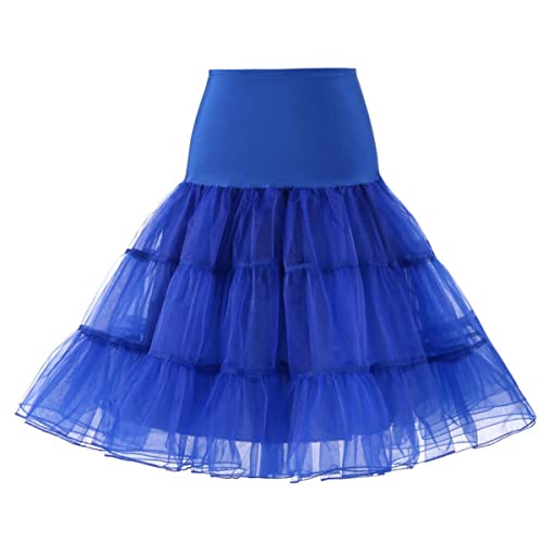 RULTA 50er Jahre Frauen Retro Petticoat Unterrock Vintage A-Linie Crinoline Halb Slips Rockabilly Tutu Rock (as3, Alpha, jaspo_l, Royal Blue, L) von RULTA