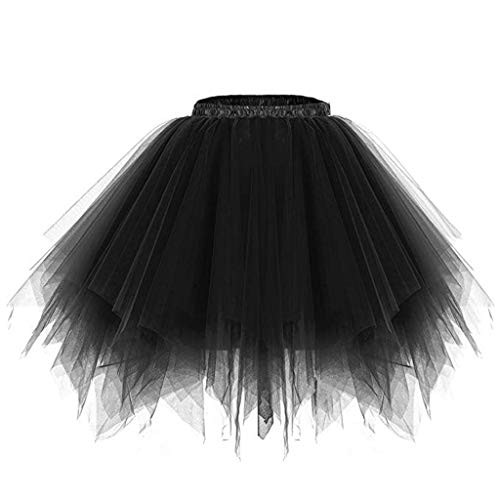 RULTA Women's Tulle Skirt 50s Rockabilly Petticoat Retro Tutu Ballet Cosplay Prom Evening Dresses Occasion Black Small von RULTA