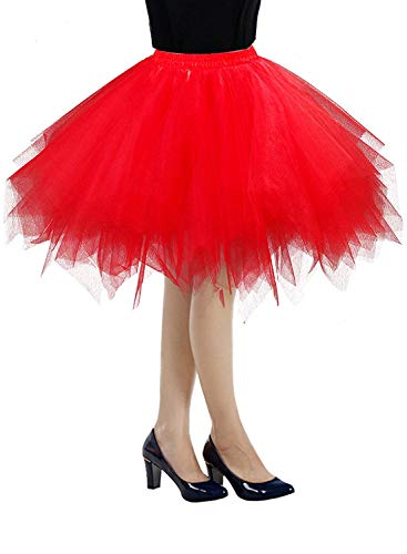 RULTA Women's Tulle Skirt 50s Rockabilly Petticoat Retro Tutu Ballet Cosplay Prom Evening Dresses Occasion red XL von RULTA