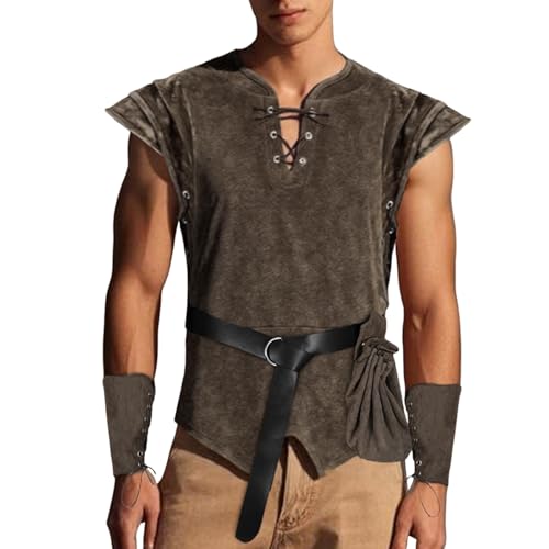 RUMAOZIA 4 Stück Wikinger Kostüm Mittelalter Kleidung Herren Set Renaissance Viking Set Mittelalter Tunika Piratenweste Piratentunika Zubehör Outfit mit Gürtel Handgelenkschützer Gürteltasche RUMAOZIA 4 Stück Wikinger Kostüm Mittelalter Kleidung Herren Set Renaissance Viking Set Mittelalter Tunika Piratenweste Piratentunika Zubehör Outfit mit Gürtel Handgelenkschützer Gürteltasche von RUMAOZIA