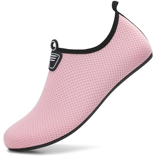 RUOMU Badeschuhe Herren Damen Wasserschuhe Schnell Trocknend Schwimmschuhe Barfußschuhe rutschfeste Leicht Aquaschuhe Strandschuhe fur Männer Frauen,Rosa 36 EU von RUOMU