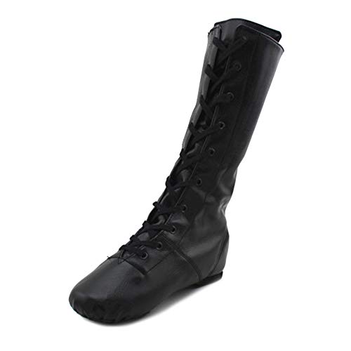 RUYBOZRY Unisex High Top Jazztanzschuhe Split Ledersohle Dance Stiefel für Mädchen & Jungen & Frauen & Männer,Modell-TJ-Jazz-PUJC,Schwarz,41 EU von RUYBOZRY